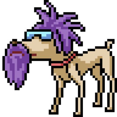 Vektör piksel sanat köpeği moda izole çizgi film