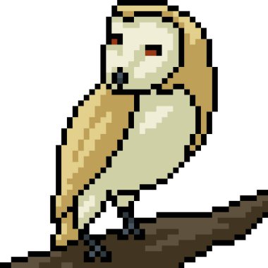 vektör pikseli baykuş dalı izole edilmiş çizgi film