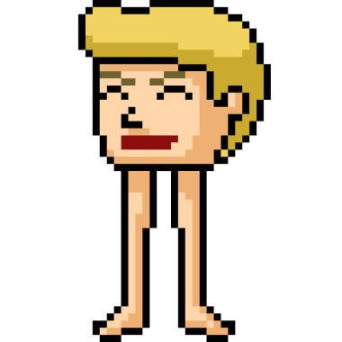 Vektör piksel sanat baş bacak canavar izole çizgi film