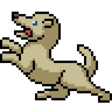 vektör piksel sanat köpeği izole edilmiş çizgi film oynar