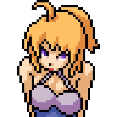 vektör piksel sanat anime kız izole çizgi film