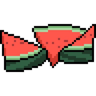 Vektör pikseli karpuz dilimi izole çizgi film