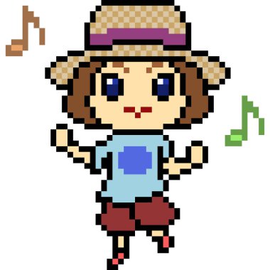 vektör pikseli çocuk yalnız dans ediyor.