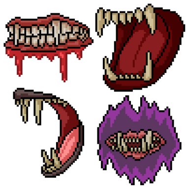 Piksel sanatı, izole edilmiş korku dişi.