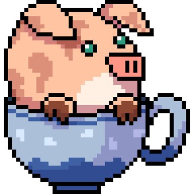 vektör piksel sanat domuz bardağı izole