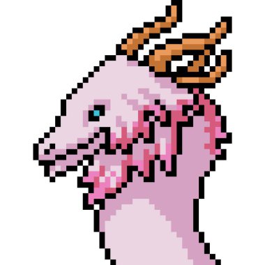 Vektör piksel sanat canavarı kafası izole edilmiş karikatür