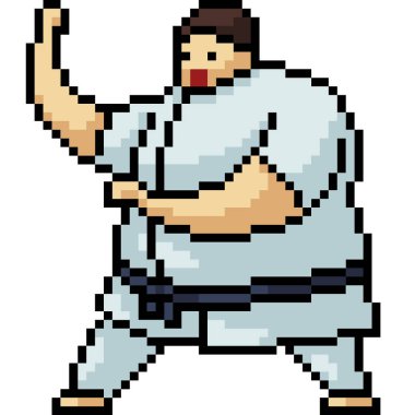 vektör piksel sanatı karateci karikatürü izole etti