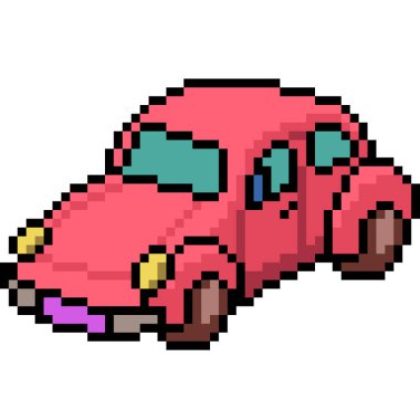 vektör piksel sanat böceği arabası izole edilmiş çizgi film