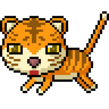 Vektör piksel sanat kaplan izole çizgi film