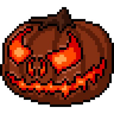 Vektör piksel sanat ürkütücü balkabağı izole edilmiş kabak arabası