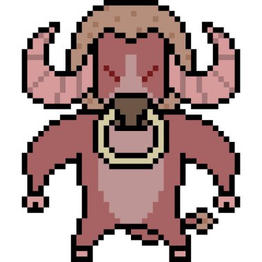 Vektör pikselli karikatür bufaloları izole edildi