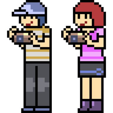 Vektör pikselli sanat fotoğrafçısı karikatürü izole etti