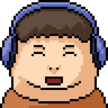 Vektör piksel sanatsal çocuk kulaklık izole edilmiş çizgi film