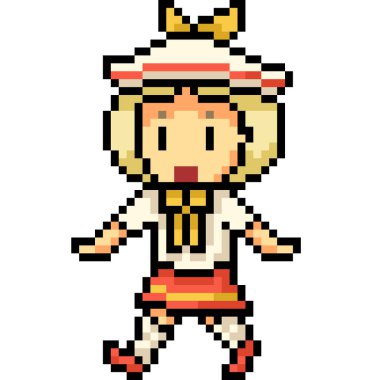 Vektör piksel resim kızı karikatürü izole etti