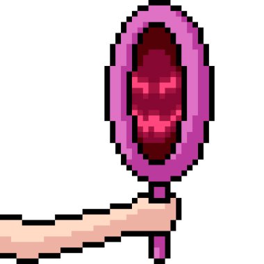 Vektör piksel sanat şeytani ayna izole çizgi film