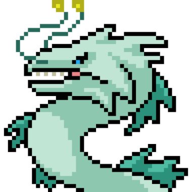 Vektör piksel sanat canavarı kafası izole edilmiş karikatür