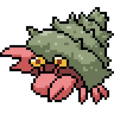 Vektör piksel sanat keşiş yengeci izole edilmiş çizgi film