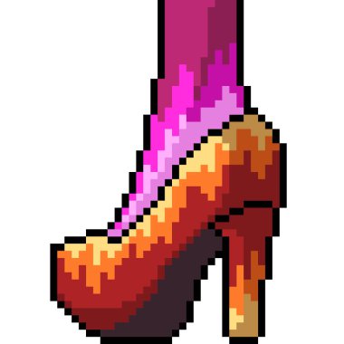 Vektör piksel sanat yüksek topuklu ayakkabı, izole araba.