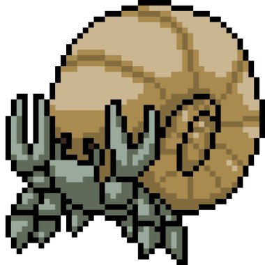 Vektör piksel sanat keşiş yengeci izole edilmiş çizgi film