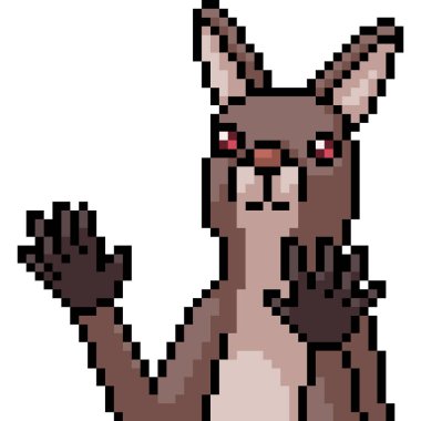 Vektör pikseli kanguru karikatürü izole edildi