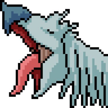 Vektör piksel sanat canavarı kafası izole edilmiş karikatür