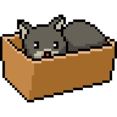 Vektör piksel sanat kedisi izole edilmiş çizgi film