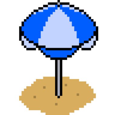 vektör pikseli sanat plajı şemsiyesi izole