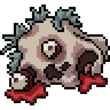 Vektör piksel baş izole edilmiş çizgi film.