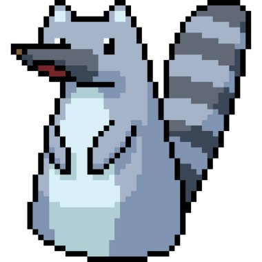 vektör pikseli sanat rakunu izole edilmiş çizgi film