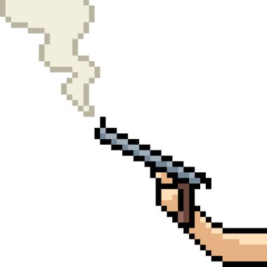 Vektör pikselli silah atışı izole edilmiş karikatür