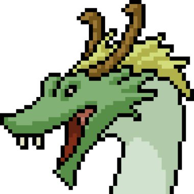 Vektör piksel sanat canavarı kafası izole edilmiş karikatür