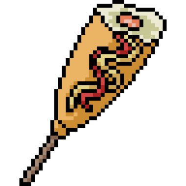 Vektör piksel sanat sosisli çubuğu izole çizgi film