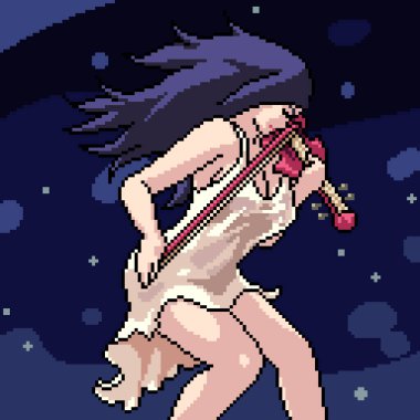 Kadın keman solosunun piksel sanatı