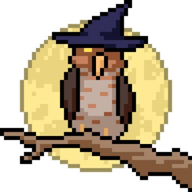 Vektör piksel sanatı. Dolunay gecesi izole edilmiş vagon.