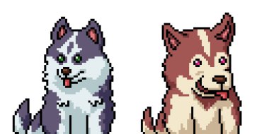 Sibirya kurt köpeğinin pikseli sanatı