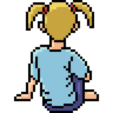 Vektör piksel sanatçısı kız izole bir çizgi film karakteri