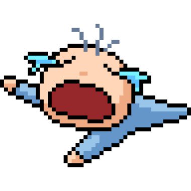 vektör piksel sanat ağlayan bebek arabası