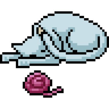 Vektör piksel sanat kedisi izole edilmiş çizgi film