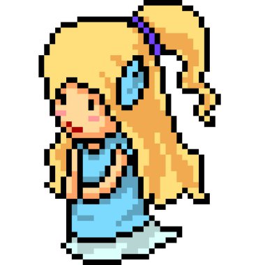 Vektör piksel sanatsal kız elbise izole çizgi film