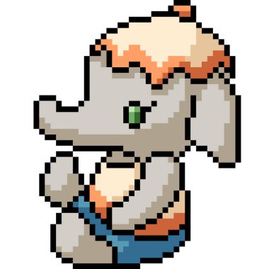 Vektör piksel sanatı fil bebeği izole edilmiş çizgi film