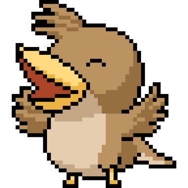 Vektör piksel sanat kuşu mutlu izole araba