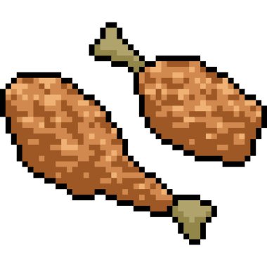 Vektör piksel sanat kızarmış tavuk izole çizgi film