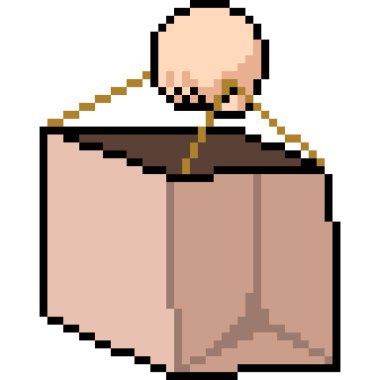 Vektör piksel sanat alışveriş çantası izole edilmiş çizgi film