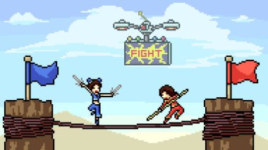 vektör piksel sanat sahnesi ip düellosu