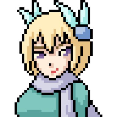 vektör piksel sanat anime kız izole çizgi film