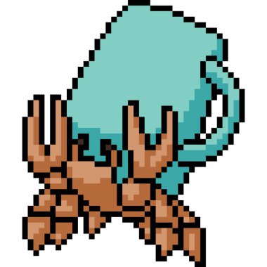 Vektör piksel sanat keşiş yengeci izole edilmiş çizgi film