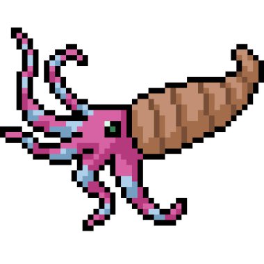 vektör piksel sanat ahtapot kabuğu izole çizgi film