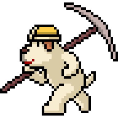 Vektör pikseli köpek işçisi karikatürü izole etti