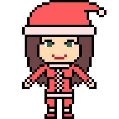 Vektör pikseli sanat Noel Baba kızı izole edildi