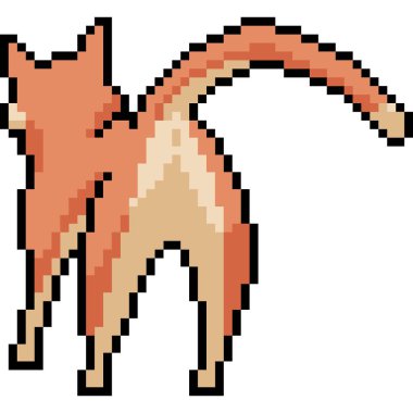 vector pixel art cat butt isolated cartoon